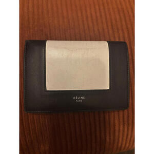 Celine Phoebe Philo Calfskin Leather Frame B&W Bi-fold Wallet